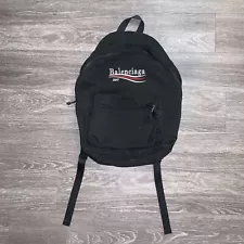 Balenciaga 2017 Black Political Logo Back Pack *As-Is*