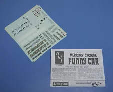 AMT 1967 Mercury Cyclone Eliminator II Funny Car, Decals & Instructions 1/25