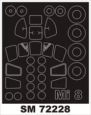 Montex 1/72 Canopy/Wheels Paint Masks for Zvezda Mil Mi-8 - SM72228