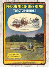 1920s McCormick-Deering farm tractor grain binder metal tin sign garage signs