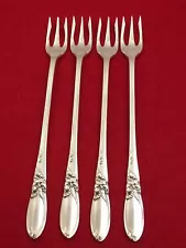 Oneida Community WHITE ORCHID Silver Plate Lot of 4 Cocktail/Seafood Forks