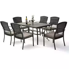 Outdoor Dining Furniture Set - Wicker Table and Chairs for Backyard, Garden Pati