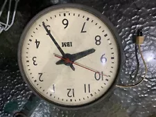 Vintage 1950s IBM Industrial School Clock 13" METAL Made in USA. Works!