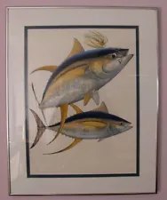 Guy Harvey Original Watercolor "Yellowfin Tuna" signed 91 Fred Hall show 26x21