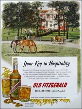 Vintage Old Fitzgerald Bourbon Whiskey AD Metal Sign FREE SHIPPING Bar Decor