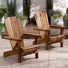 Cape Cod Natural Wood Adirondack Chairs Set of 2