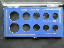 PLASTIC P & D MINT SET 10 COIN HOLDER for CENT through HALF DOLLAR