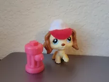 LPS NIB Littlest Pet Shop #298 Cocker Spaniel Dog Puppy with Hat and Red Hidrant