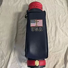 VNC VTG Leather Ryder Cup Team USA Red/White/Blk Embroidered Golf Bag The Belfry