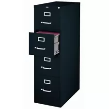 Hirsh 25-in Deep Metal 4 Drawer Letter Width Vertical File Cabinet Black