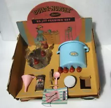 VTG AMSCO DOLL E TOY BABY NURSER STERILIZER BOTTLE RACK UTENSIL SET LOOKS UNUSED