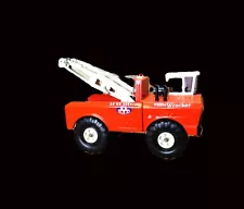 Vintage classic Orange Mighty Tonka Tow Truck Double Boom Wrecker.