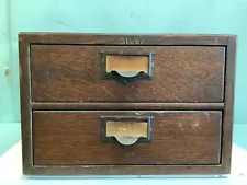 The Globe Letter File 2 Drawer File Cabinet Oak 14.25”x12” 9.5”H