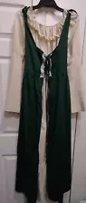 Womens XL Peasant Dress Green Renaissance Fair