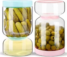 ZENS Glass Pickle Jar with Strainer Flip, 2 Pack 51oz Anti-Slip Large Pickle Con