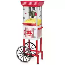 380 W 2.5 oz. Red/White Hot Air Popcorn Cart