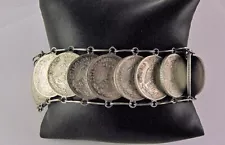 Old Silver Coin Bracelet Mexican Mexico