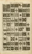 Antique Print-Flags from nations such as Britain Malta Tuscany-Anonymous-1795