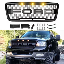 Grille For 2004-2008 Ford F150 Grill Raptor Style Black Front Bumper Mesh W/LED