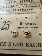 Antique 10K Solid Gold Mason Freemason Pins w/Original Store Sales Card Rare