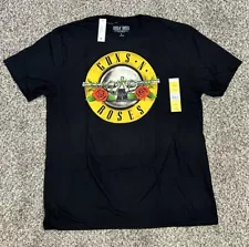 New Guns N Roses Men Official Bullet Logo Rock Band T-shirt Tee Sz 42-44 LARGE