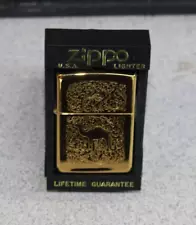 VINTAGE 1995 CAMEL CIGARETTES 2-SIDED 22K GOLD PLATED ZIPPO LIGHTER MIB RARE