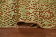 Transitional 5x8 Rust/Green Art and Craft Mission Style Area Rug Hand-Carved