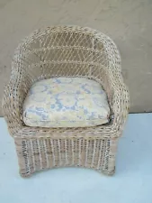 Rattan Wicker Chair Whitewash With Fabric Cushion Shipping is not included