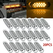 20x 6.5"Amber LED Semi Truck Trailer Side Marker Clearance Lights w/Chrome Bezel