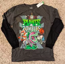 Boys Plants vs Zombies Charcoal long sleeve cotton T shirt size L