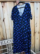 Womens Plus Size Blue Daisy Dress Size 2x