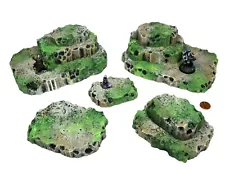 Mossy Stone Stacking Hills Set Modular Wargame Terrain Warhammer D&D RPG scenery