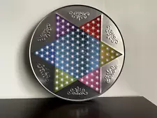 Chinese Checkers Chess Game Board Metal Silver Tin Round 12" Diameter