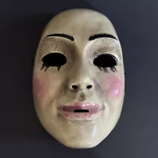 Plastic Adult Creepy Scary Halloween Mask Retro Doll Elastic Strap Horror Decor