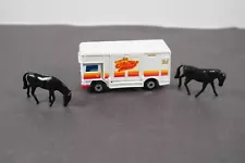 Vintage Matchbox Circus Circus Horse Box Truck W/ 2 Black Horses LQQK