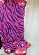 Kids Safari Animal Plush Faux Fur Slumber Sleeping Bag 56" x 27" Pink Zebra EUC!