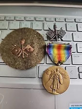 WW1 Signal Corp Collar Badge + Arm Patch + Victory Medal -SEE STORE MORE WW1