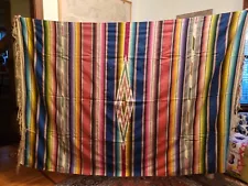 Vtg Southwest Fine Weave Cotton/Wool Saltillo Serape Mexican 66”x 92” Blanket