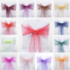 Organza CHAIR SASHES Bows Ties Wedding Reception Decorations Dinner Wholesale