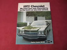 1972 Chevy Impala Belair Caprice Sales Brochure Booklet Catalog Old Original