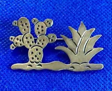 Sterling Silver Mexico 925 Artist TR-161 (TR161) Cactus & Agave Pin Brooch