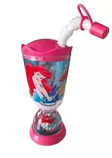 Rare Ariel Little Mermaid Kids Snow Globe Dome Tumbler Disney Store - Pink