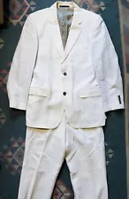 Emanuel Ungaro Mens White Linen Suit Size LG , 2 Button Blazer 32x32 Pants