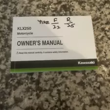 Kawasaki KLX250SKmotorcycle Owners Manual, 99987-0085