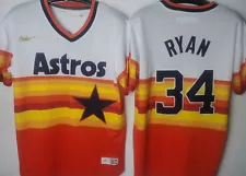 Houston Astros #34 Nolan Ryan Throwback Orange/Multi Pullover Jersey