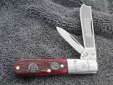 H. BOKER ALEMANIA TREE BRAND Tang Stamp Series RED Bone RAZOR KNIFE 2 SHIELDS