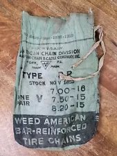 WEED V BAR TIRE CHAINS AMERICAN CHAIN DIVISION (BAG ONLY) YORK PA Canvas VTG