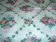 Vtg 80s Lattice Vines Flower Bouquets Roses Morning Glory Sew Fabric 36x43 #PB12