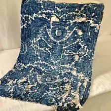 Rustic Primitive Antique French Quilt Large Fragment Resist Dyed Indigo 18th C.