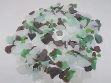 2 lb. GENUINE BEACH SEA GLASS SURF TUMBLED MIXED COLORS UNSORTED LOT